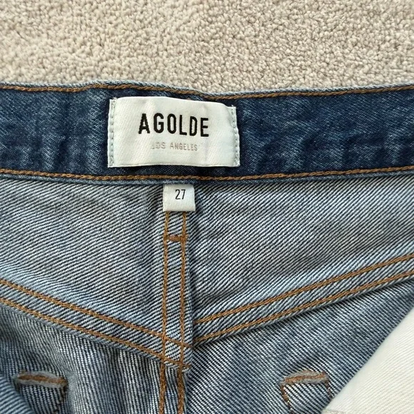 Agolde Women's Frayed Hem Blue Jean Shorts - Picture 2 of 4